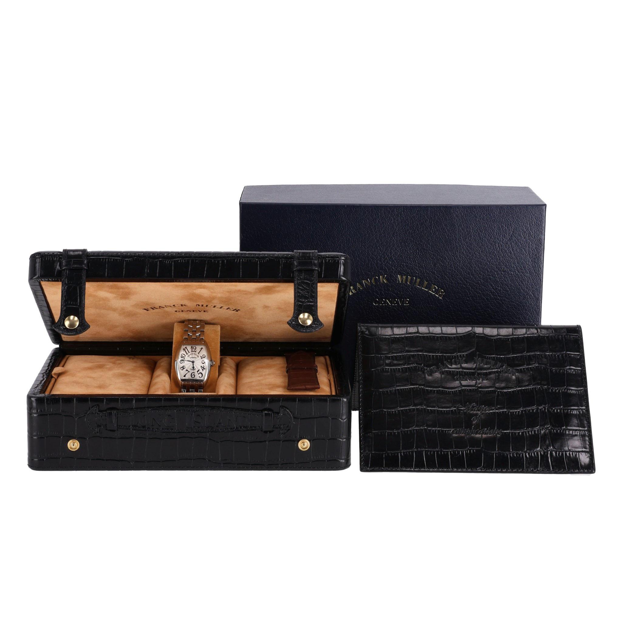 Franck Muller Curvex Master Of Complications In Steel

Ladies watch in stainless steel with crystal sapphire glass watch face, Quartz movement with logo crown and deployment logo buckle closure.

Bought in Bond Steet London In 2009

Size - Face
