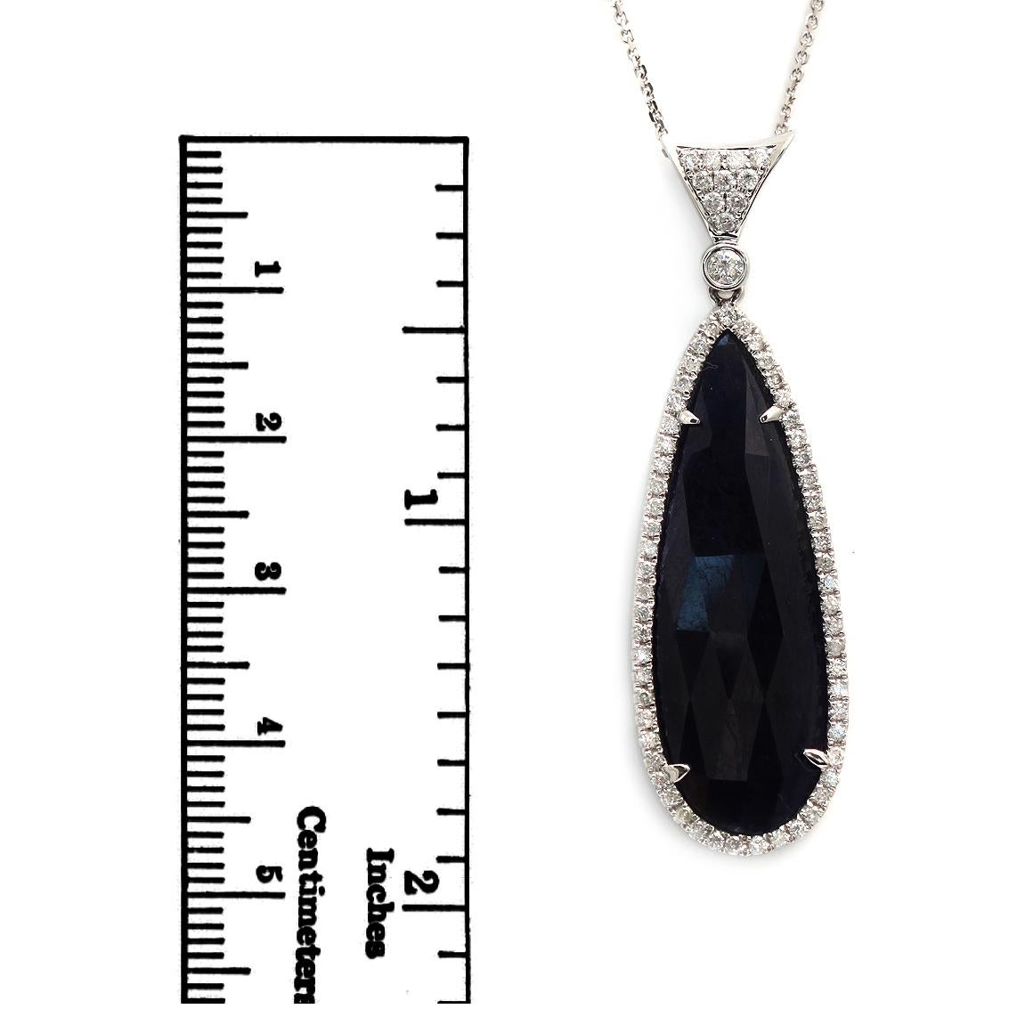 Fancy 0.52 Carat Diamonds 17.57 Carat Rose Cut Blue Sapphire Necklace In New Condition For Sale In Los Angeles, CA