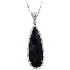 Fancy 0.52 Carat Diamonds 17.57 Carat Rose Cut Blue Sapphire Necklace