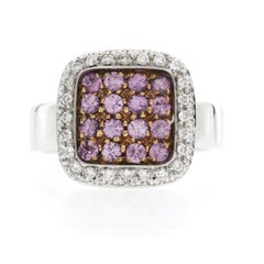 Fancy 0.90 Carat Pink Sapphire and 0.84 Carat Diamonds 18 Karat Gold Band Ring