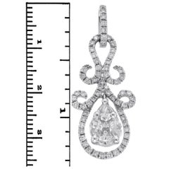 Fancy 0.96 Carat Diamonds 18 Karat White Gold Drop Pendant Charm