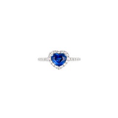 Fancy 1.203ct Heart- Shaped Kashmir Blue Sapphire and Diamond Ring