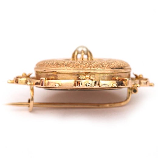 Fancy 14 Karat Rose Gold Pearl Target Brooch In Original German