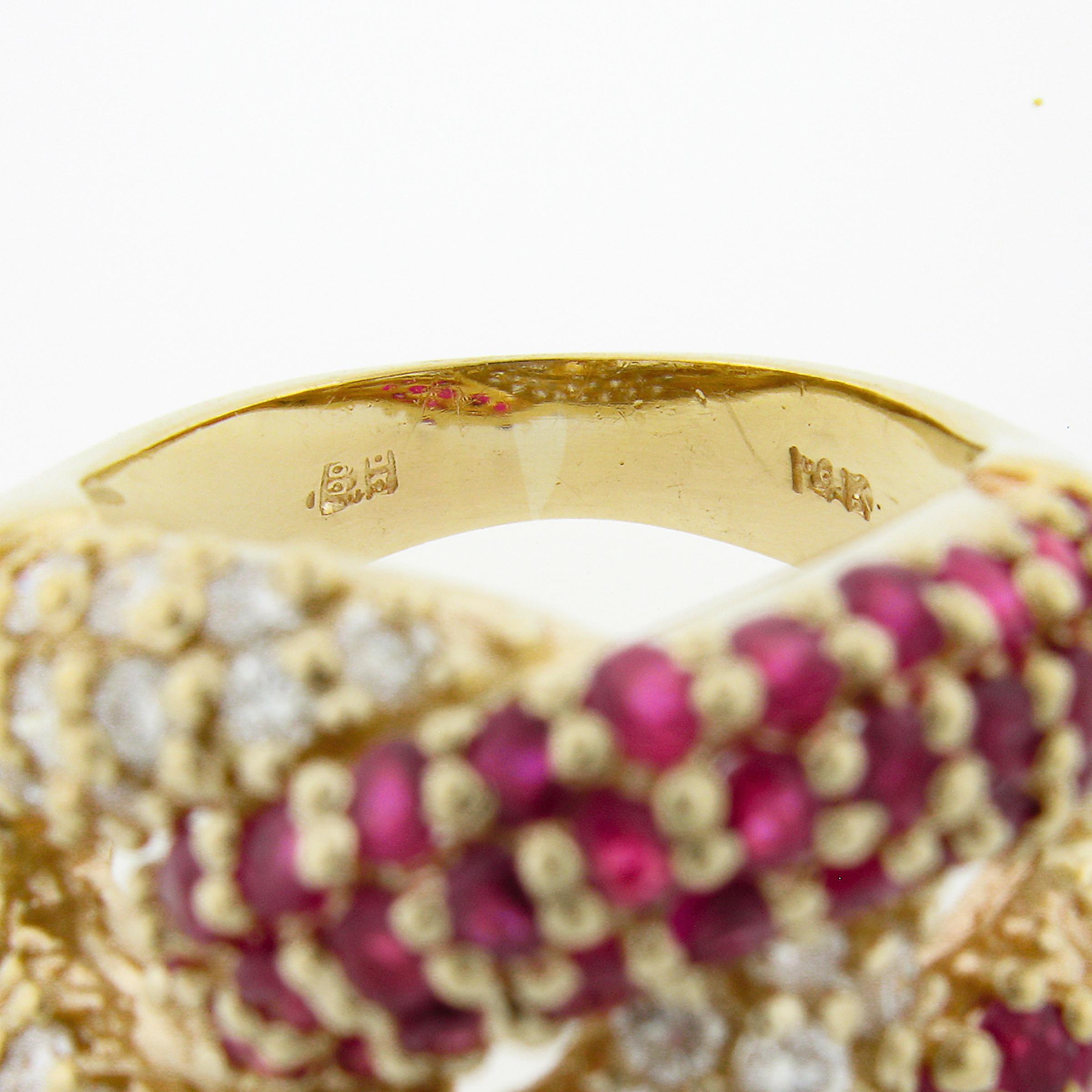 Fancy 14k Gold 2,65ct Runde Diamant Rubin Puffed Interlocking Loop Wide Band Ring im Angebot 5