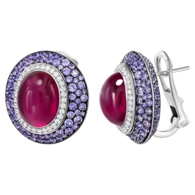 Fancy 18, 16 Ct Amethyst Diamond Purple Sapphire 18 Karat White Gold Earrings