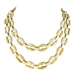Fancy 18K Gold 32" Alternating Polished & Brushed Mariner Link Chain Necklace Fancy 18K Gold 32" Alternating Polished & Brushed Mariner Link Chain Necklace