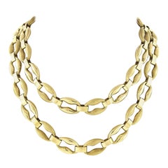 Fancy 18K Gold 32" Alternating Polished & Brushed Mariner Link Chain Necklace