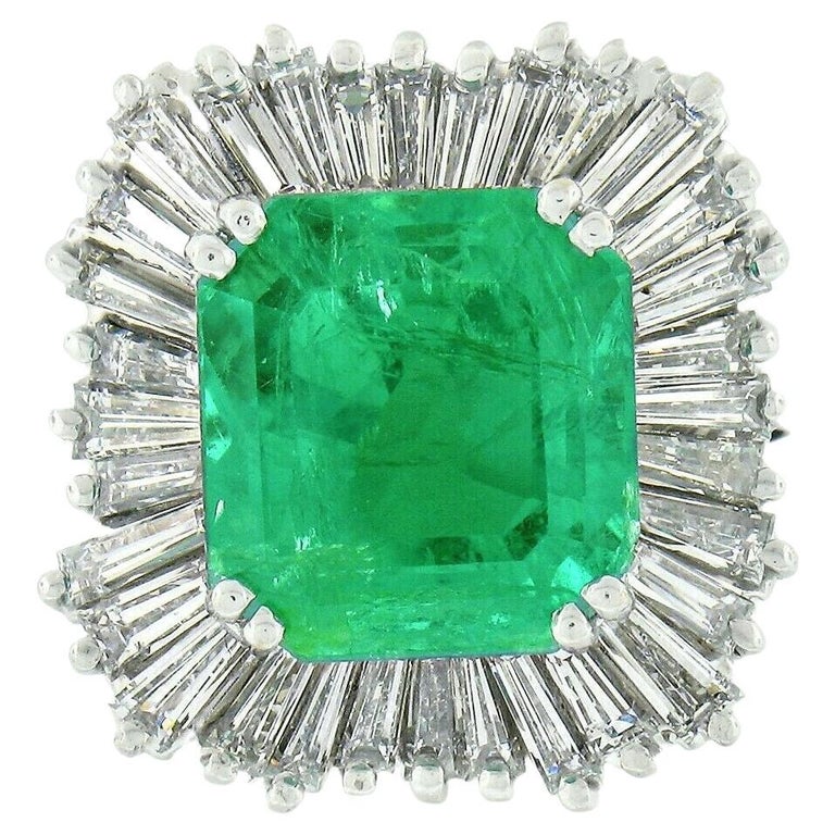 18k Gold AGL 7.67ctw Emerald and Baguette Diamond Ballerina For at 1stDibs