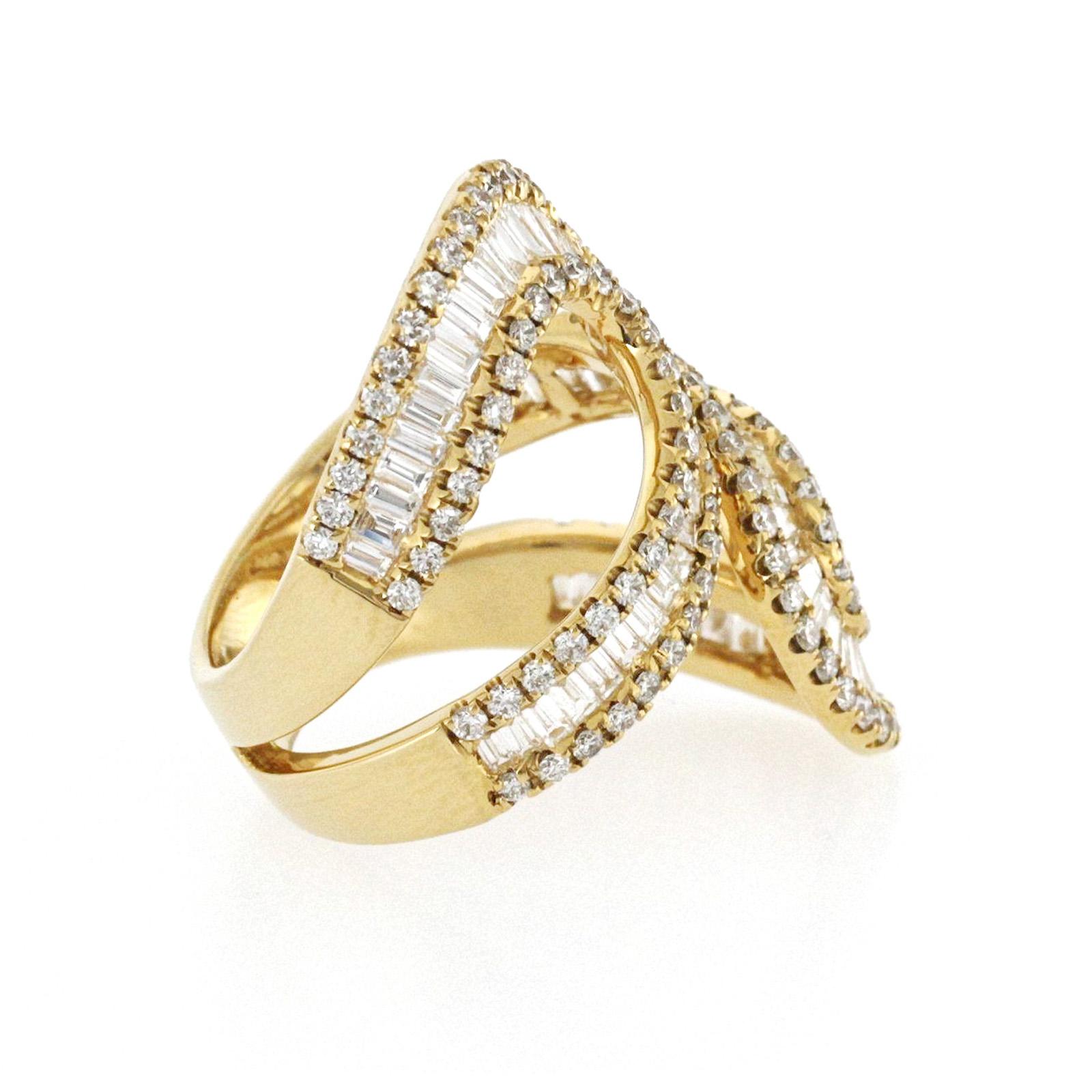 Women's Fancy 18 Karat Yellow Gold 3.79 Carat Diamond Wrap Ring For Sale