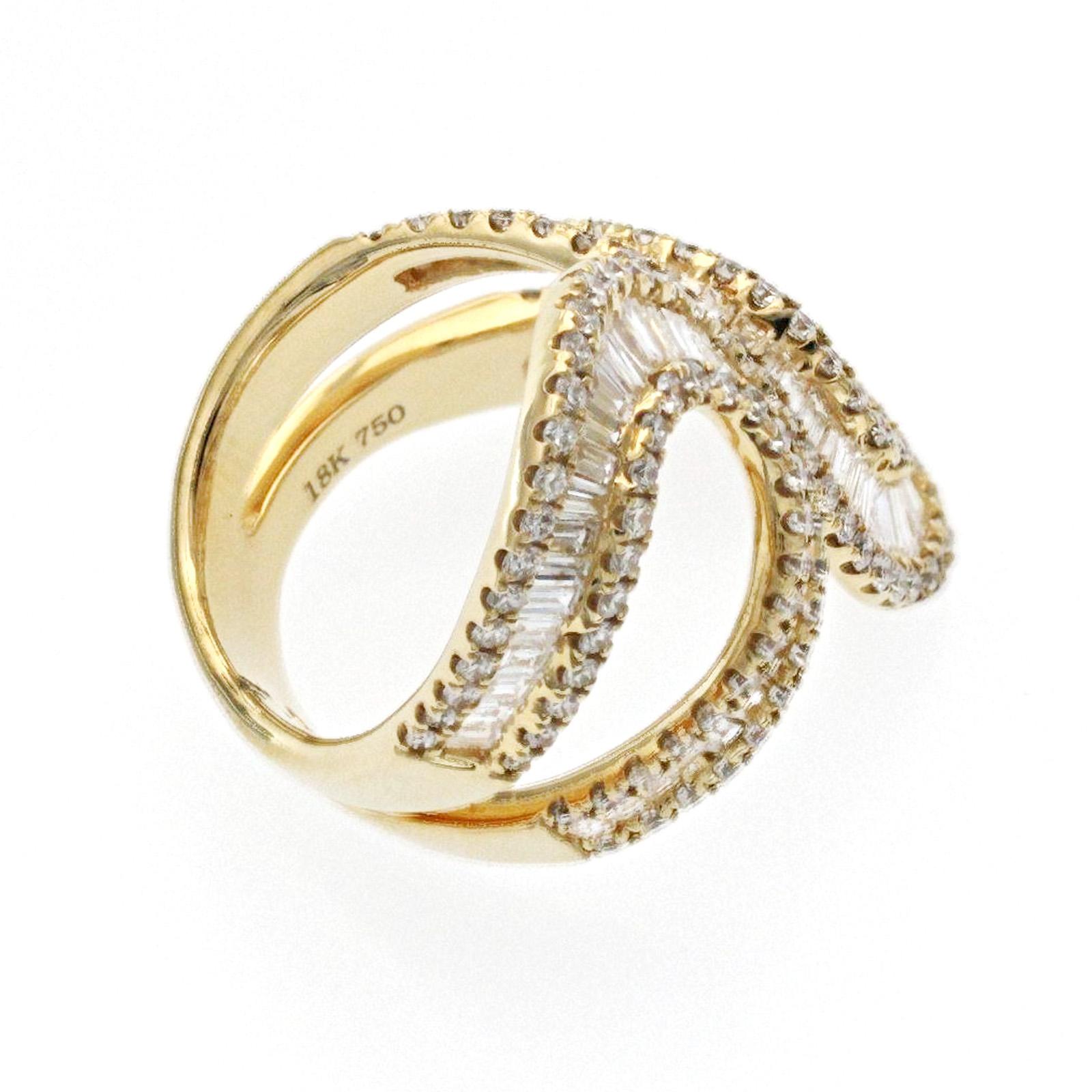 Fancy 18 Karat Yellow Gold 3.79 Carat Diamond Wrap Ring For Sale 2