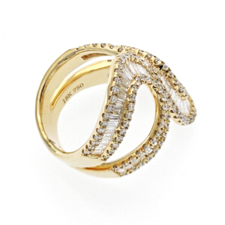 Fancy 18 Karat Yellow Gold 3.79 Carat Diamond Wrap Ring For Sale at 1stDibs