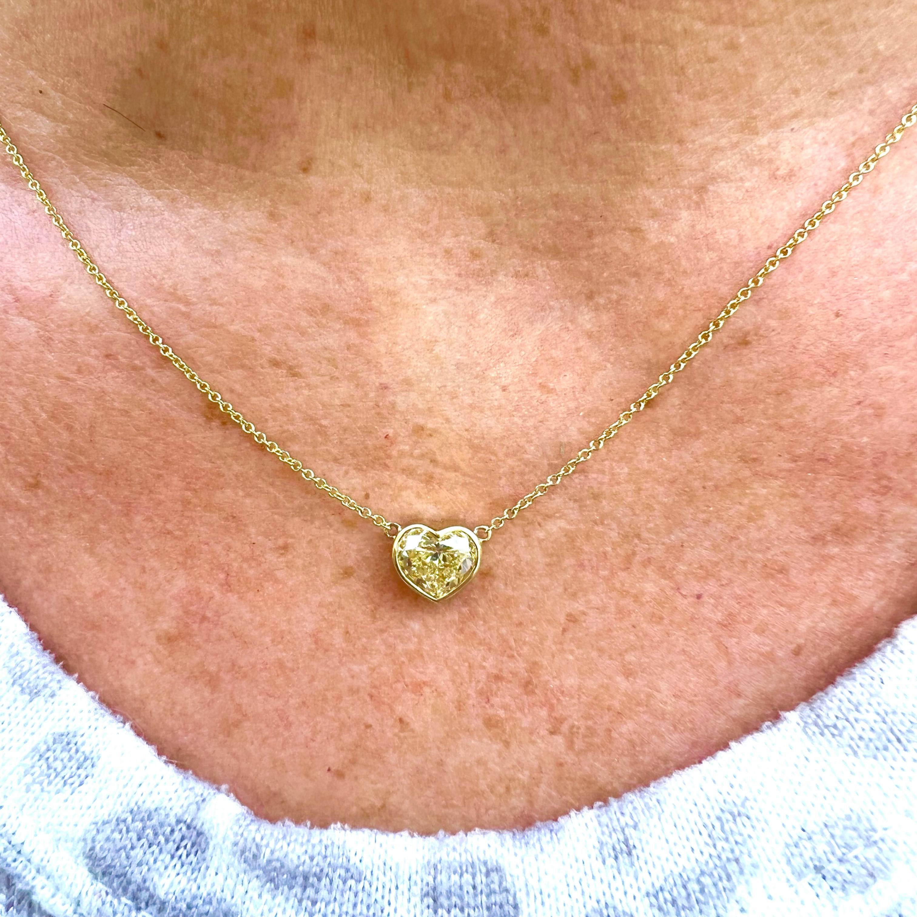 Heart Cut Fancy 2.0-Ct. Yellow Heart Diamond Necklace