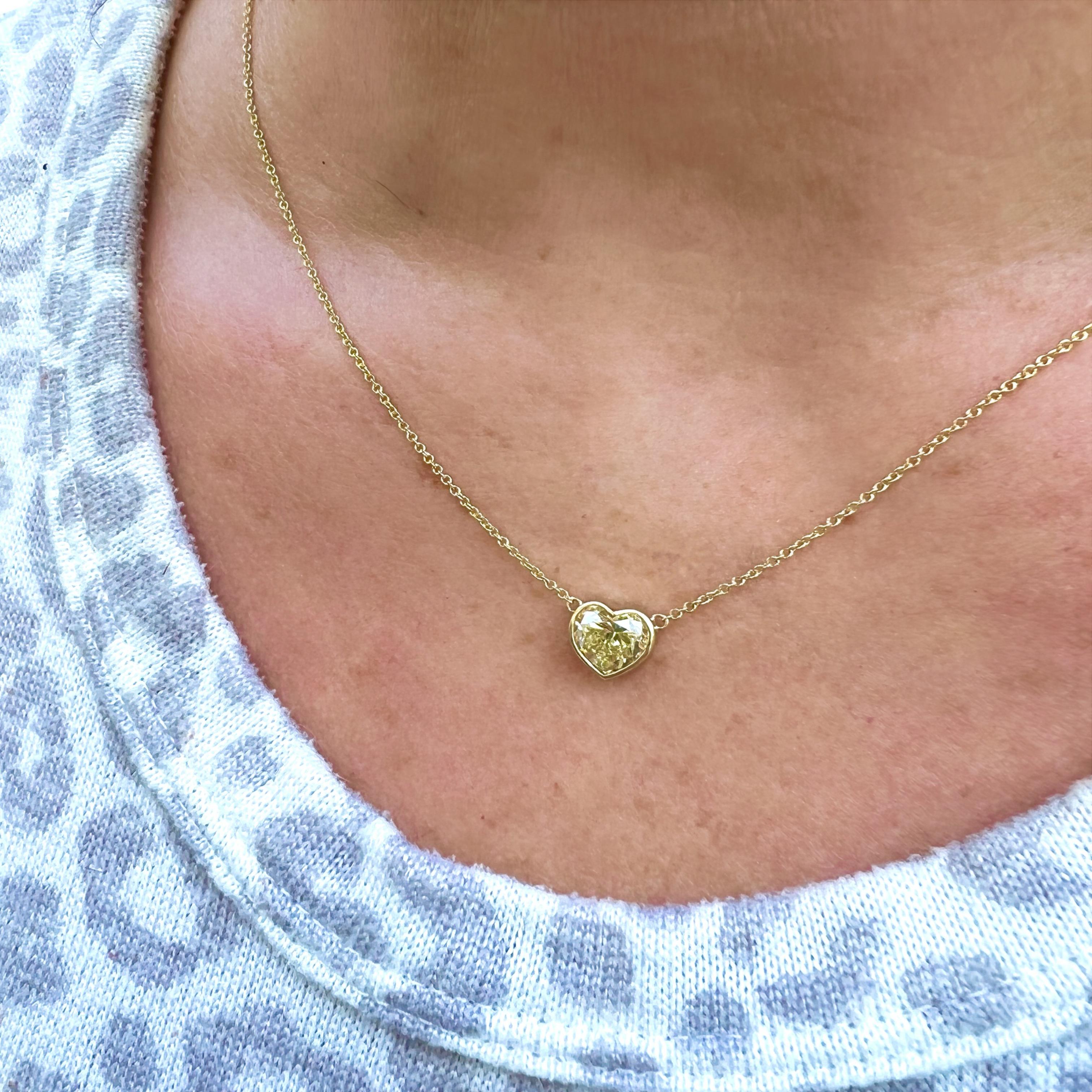 Women's Fancy 2.0-Ct. Yellow Heart Diamond Necklace