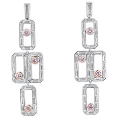Fancy 4.63 Carat Pink White Diamond 18 Karat Gold Fashion Drop Dangle Earrings