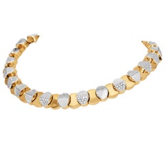 Fancy 4.68ctts Diamond 18K Two Tone Oval Link Choker Necklace