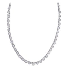 Fancy Alternating Diamond Tennis Necklace 18 Karat White Gold 16.31 Carat Total