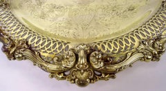 Fancy American Victorian Classical Gilt Sterling Silver Cake Plate