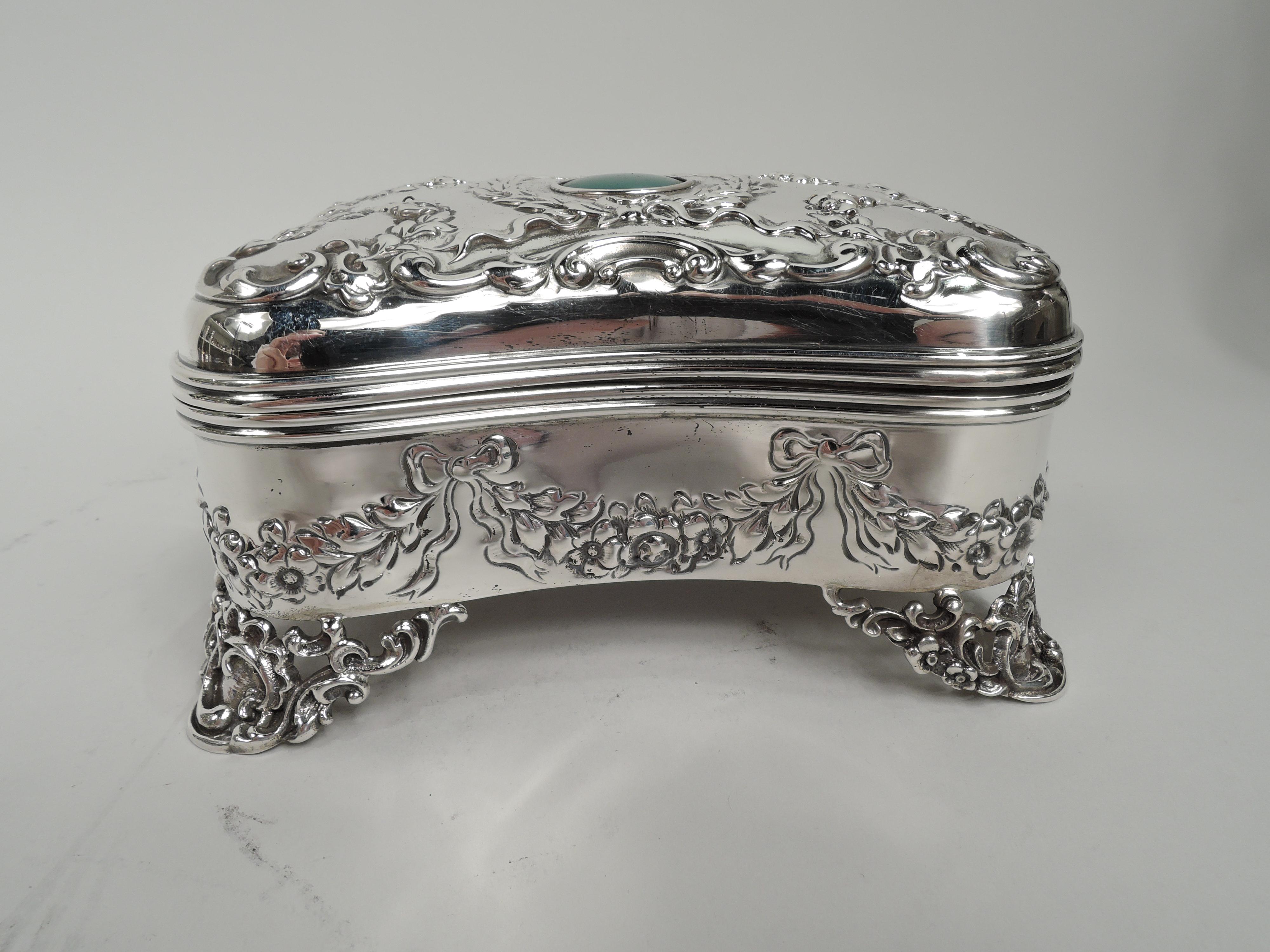 Regency Revival Fancy American Victorian Regency Sterling Silver Jewelry Box