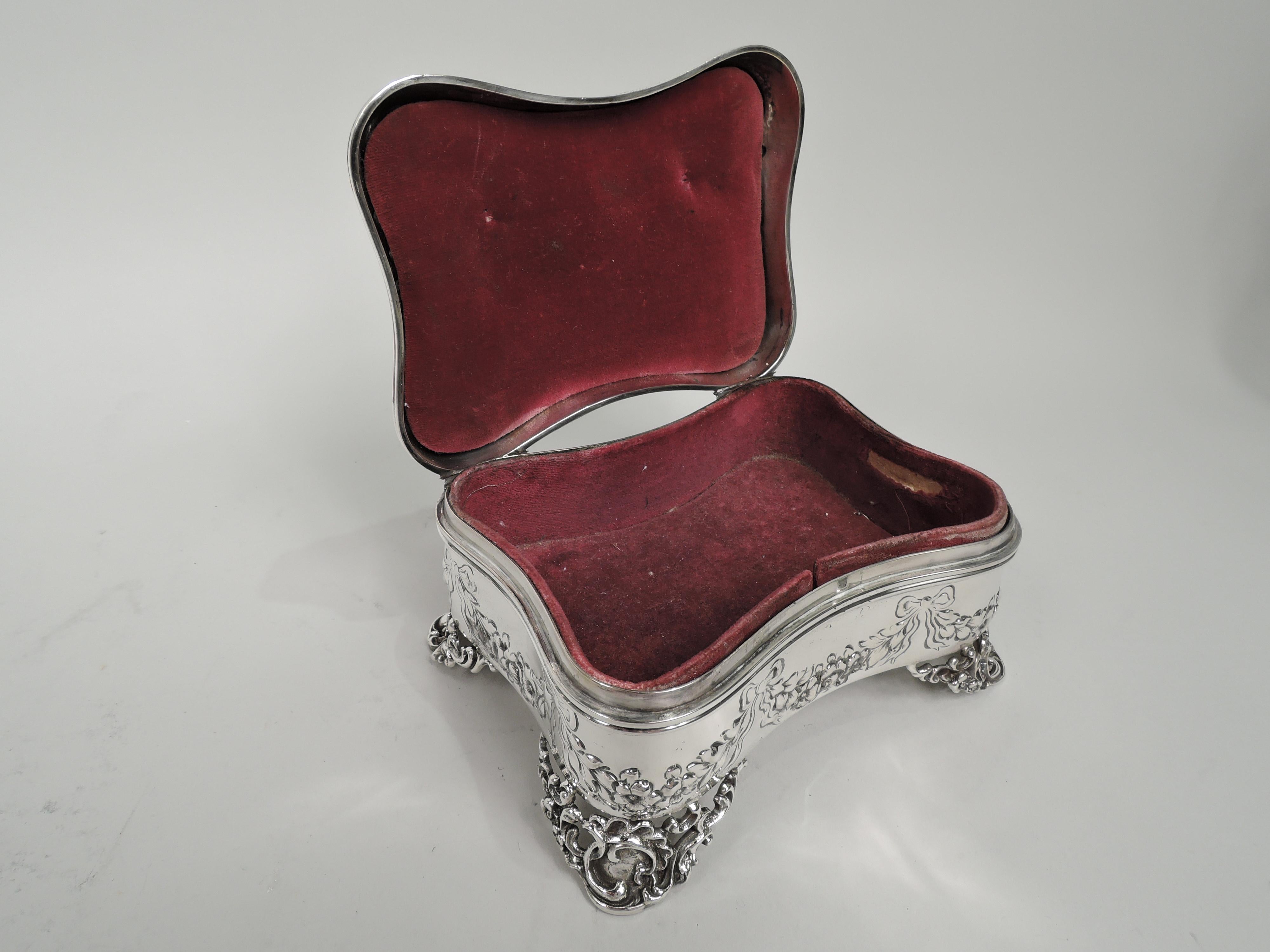 Fancy American Victorian Regency Sterling Silver Jewelry Box In Good Condition In New York, NY