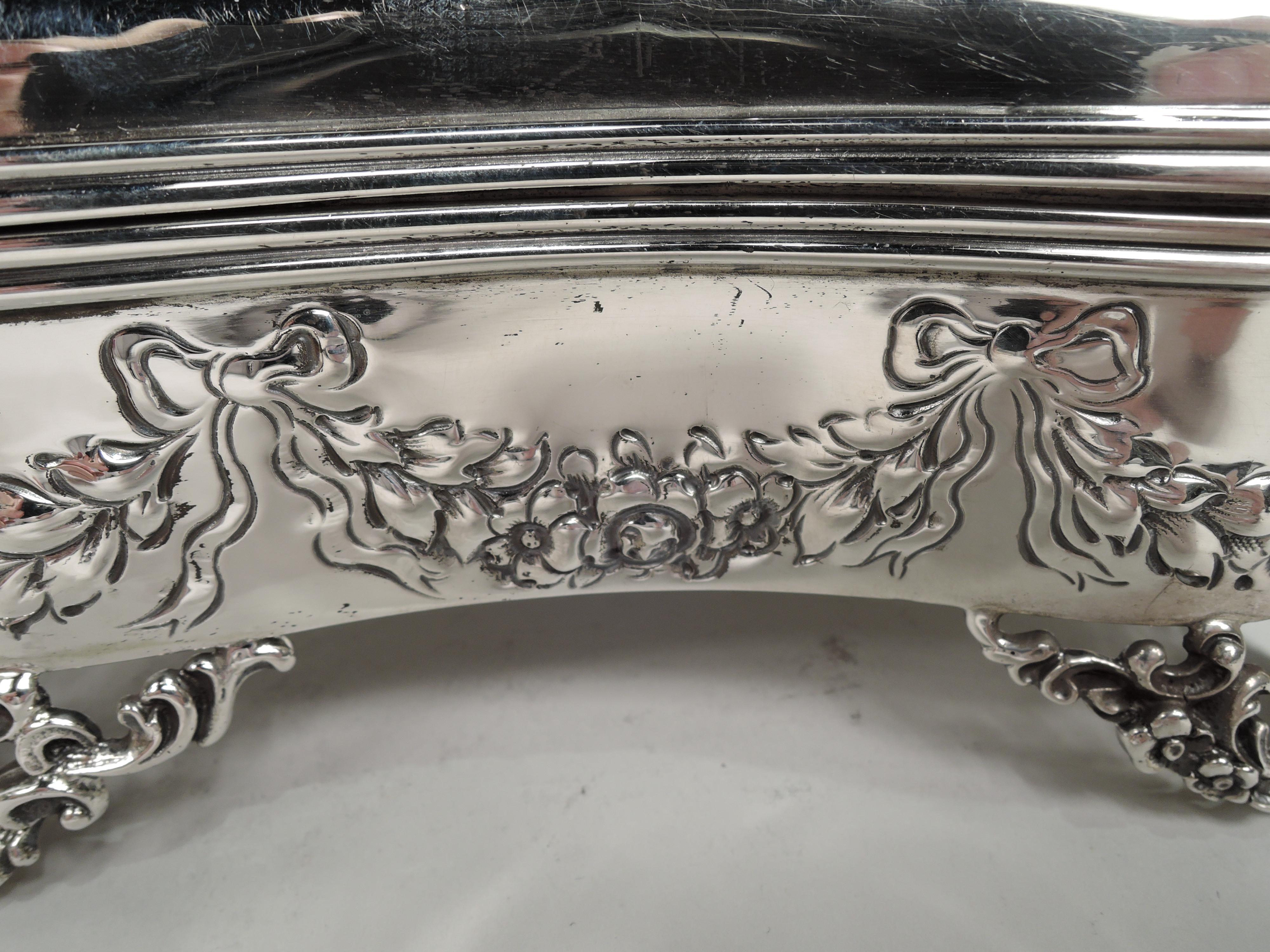 19th Century Fancy American Victorian Regency Sterling Silver Jewelry Box