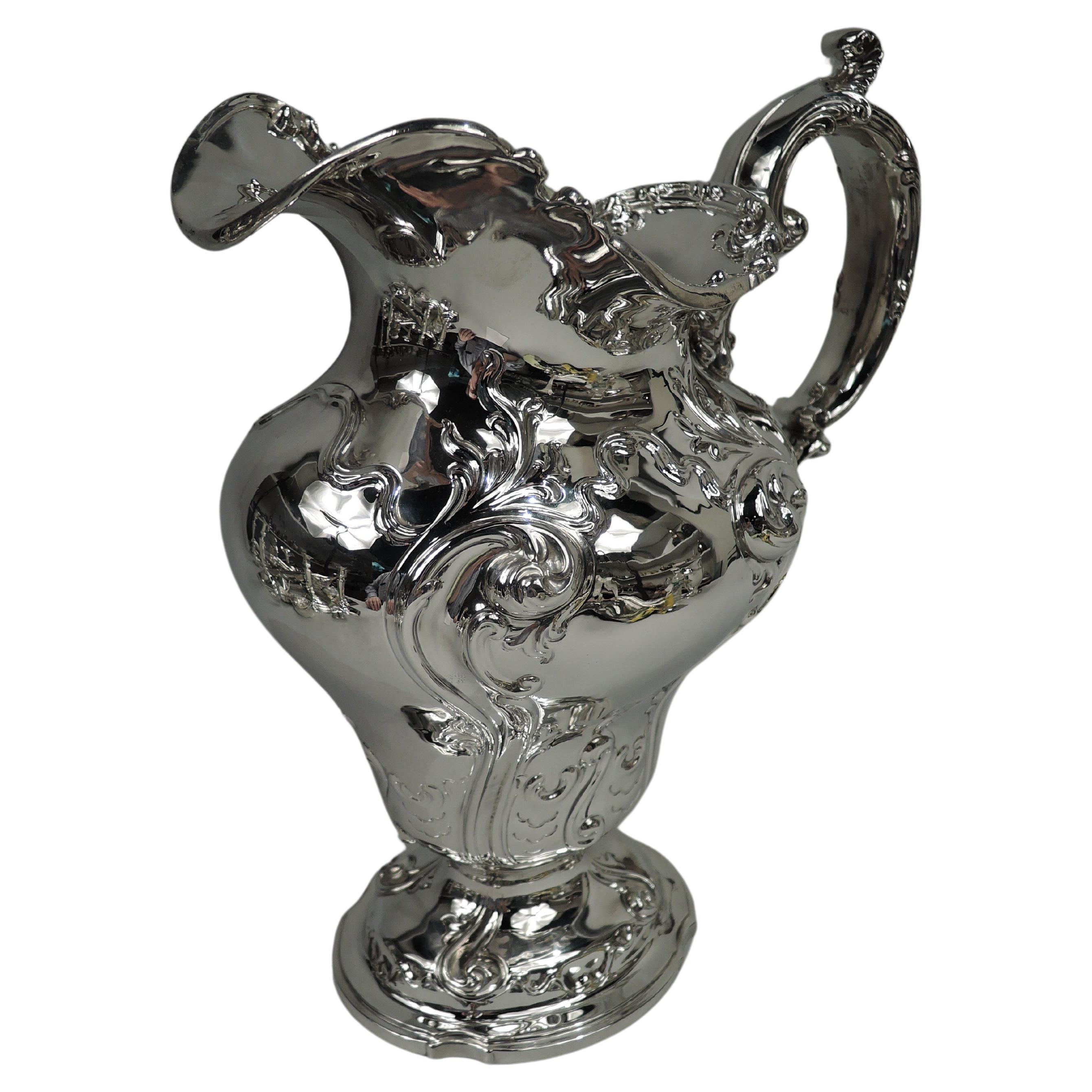 Fancy American Victorian Sterling Silver Water Pitcher For Sale