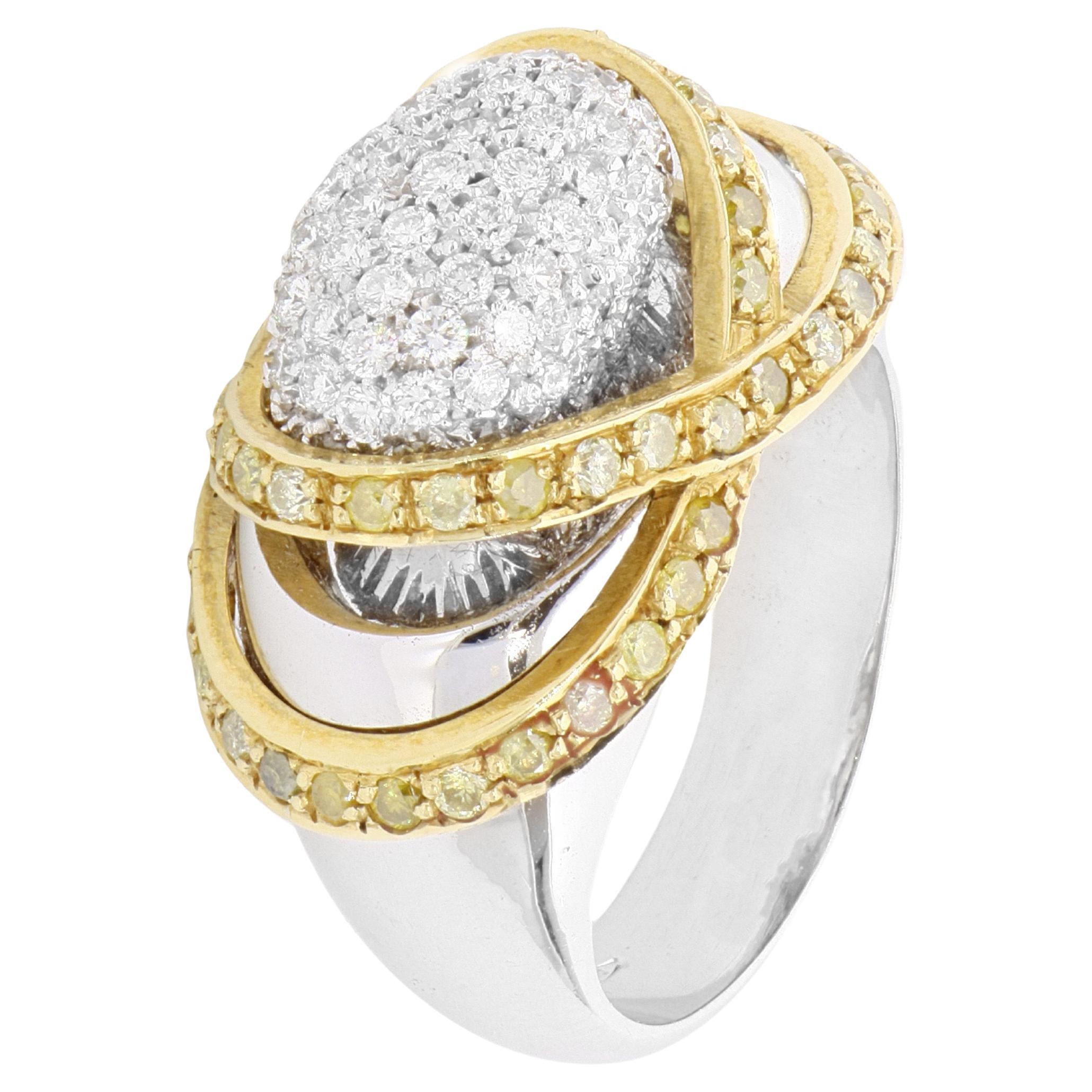 For Sale:  Fancy and colorless diamonds pavè engagement wedding ring