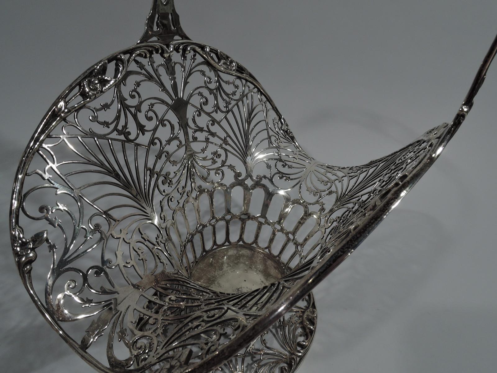 Art Nouveau Fancy Antique American Sterling Silver Basket by Howard of New York
