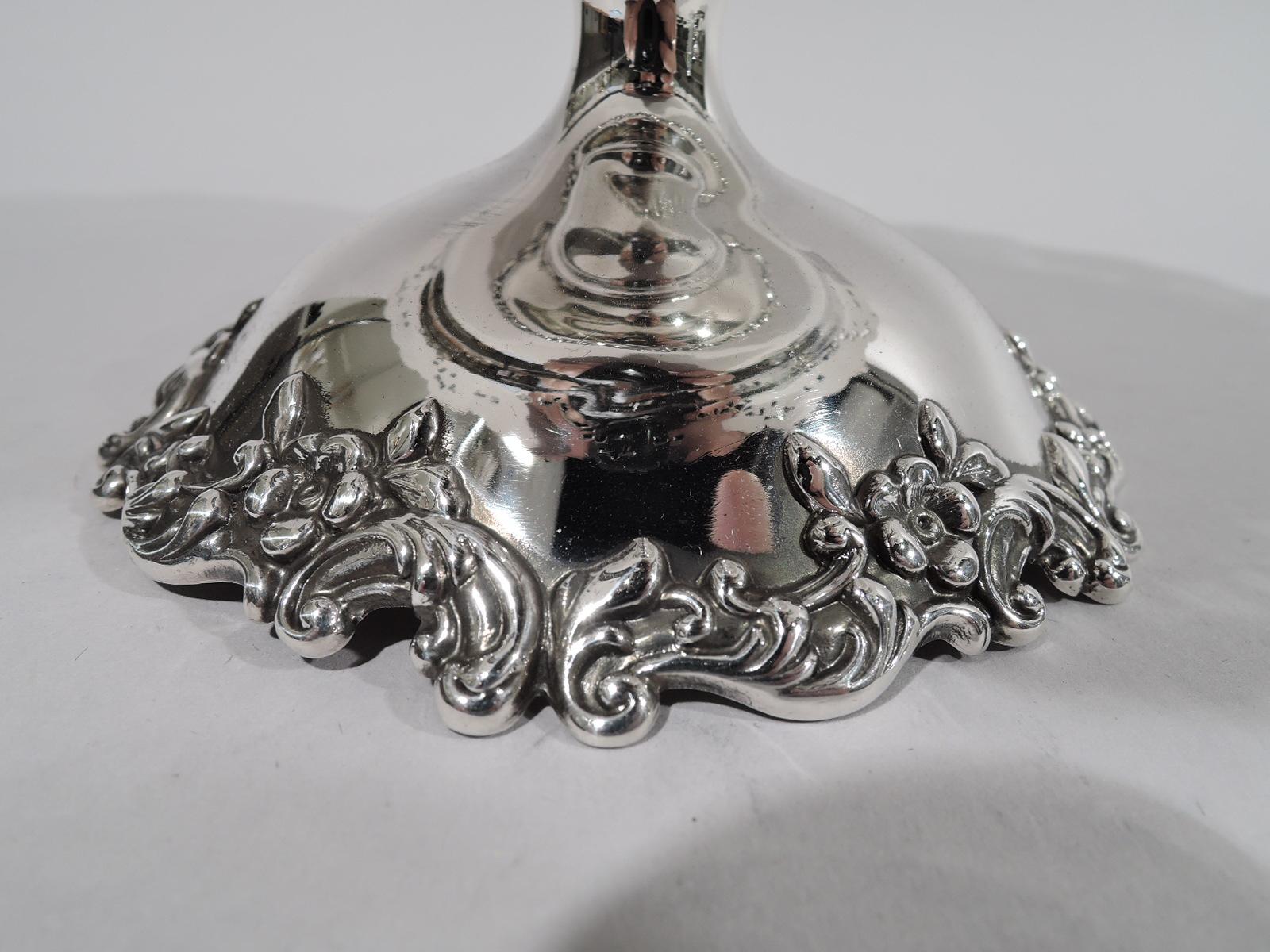 Fancy Antique American Sterling Silver Compote In Excellent Condition In New York, NY
