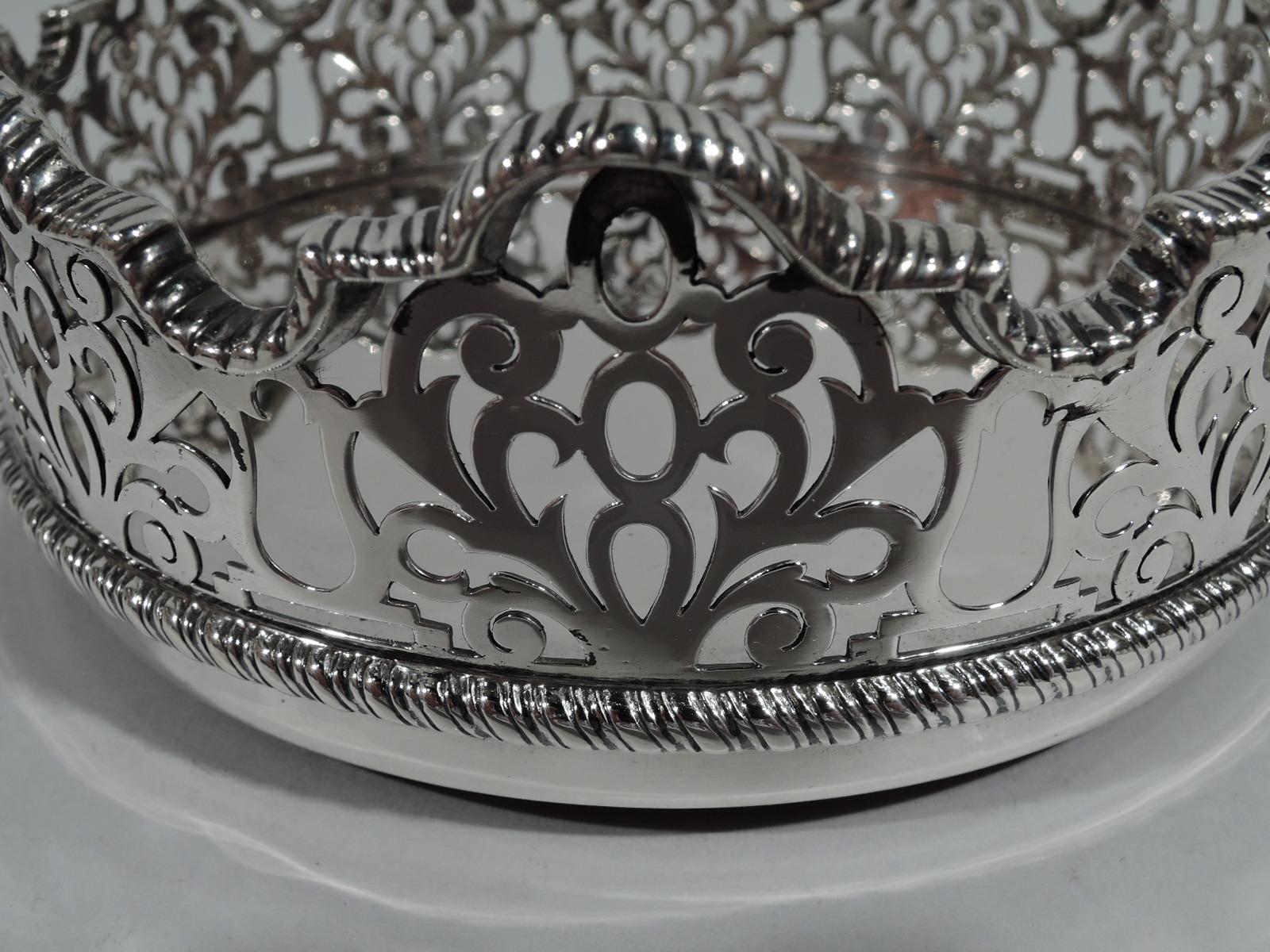 VINTAGE SILVERPLATE BOTTLE COASTER. WOOD BASE PLUS POURER AND WINE