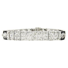 FANCY Antique Art Deco Platinum 6.03ct Diamond & Black Onyx Line Bracelet