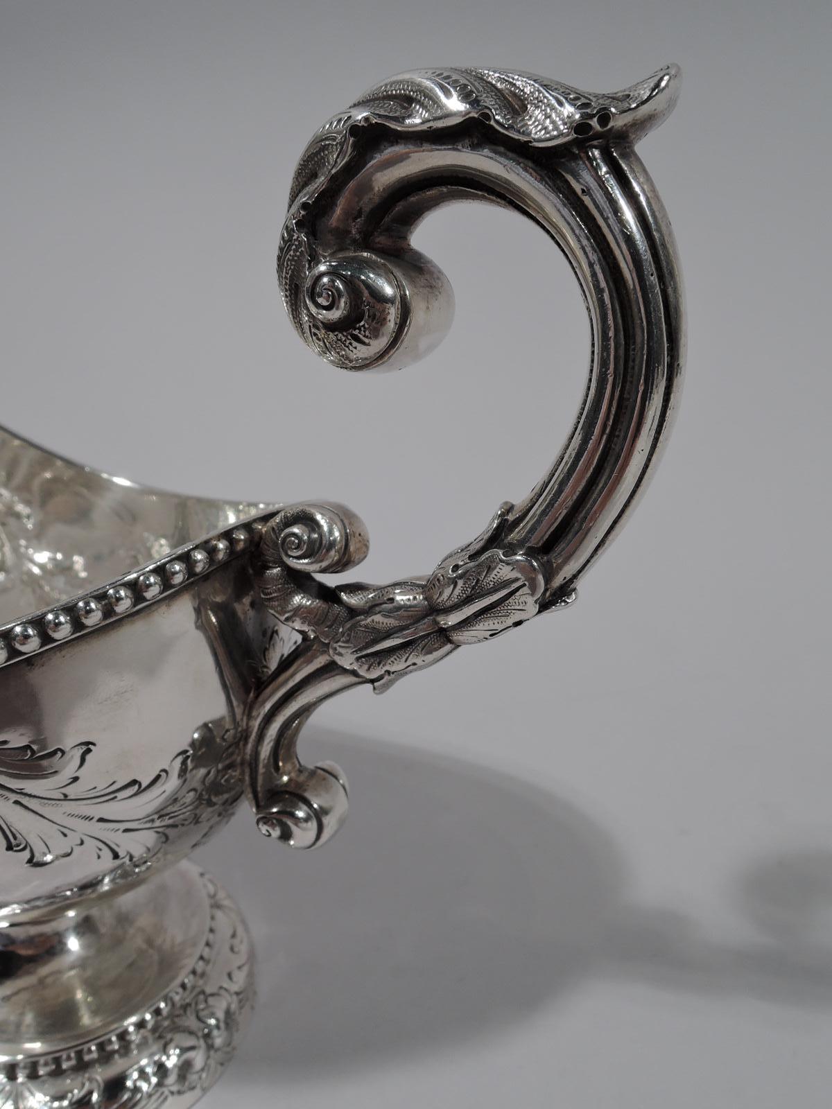 Victorian Fancy Antique Coin Silver Gravy Boat by Bailey & Co.