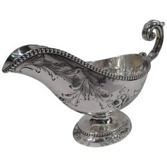 Fancy Antique Coin Silver Gravy Boat by Bailey & Co.