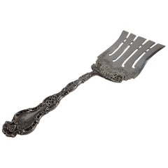 Fancy Antique Durgin Regent Sterling Silver Asparagus Fork