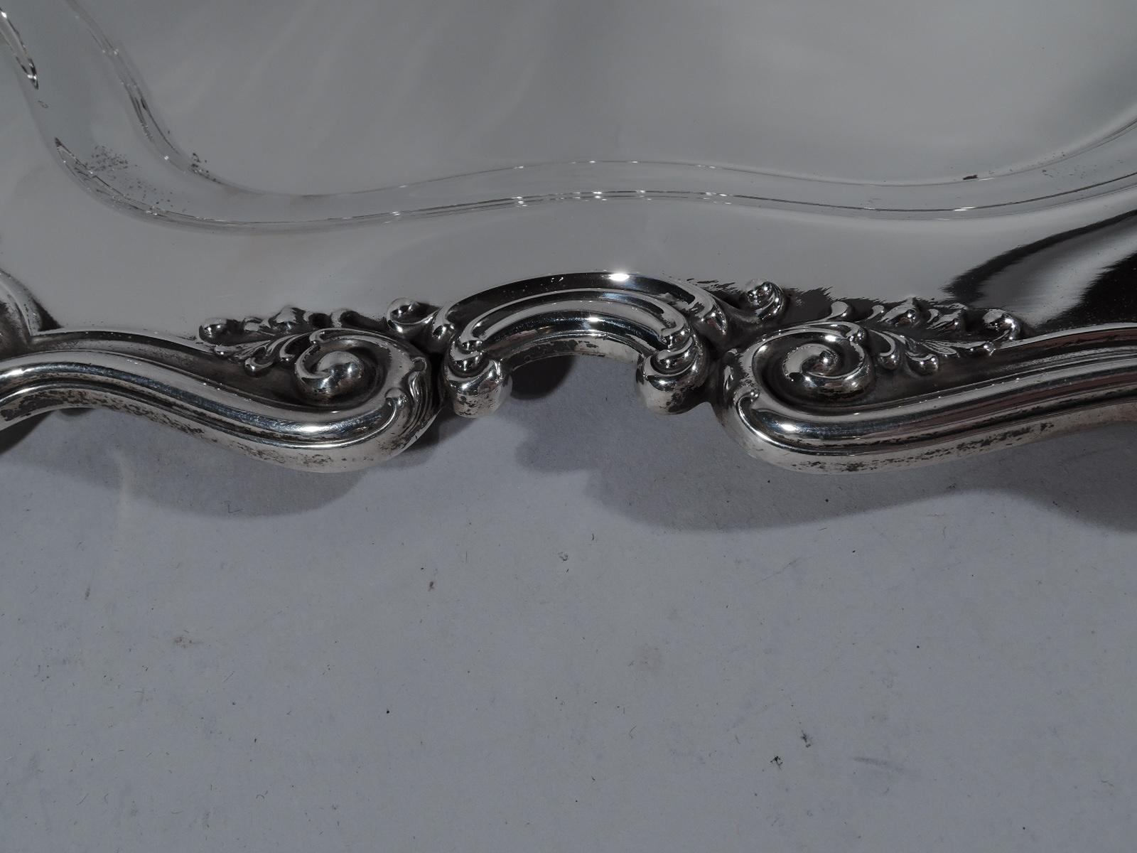 Fancy Antique Gorham Edwardian Sterling Silver Serving Tray In Excellent Condition In New York, NY