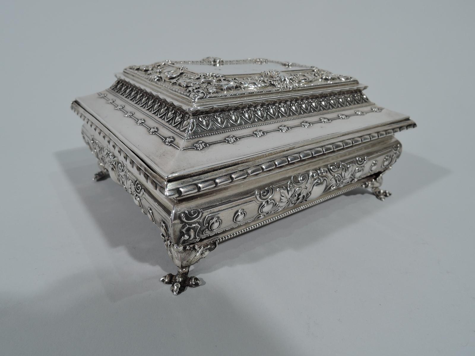 Renaissance Revival Fancy Antique Kerr Sterling Silver Keepsake Casket Box