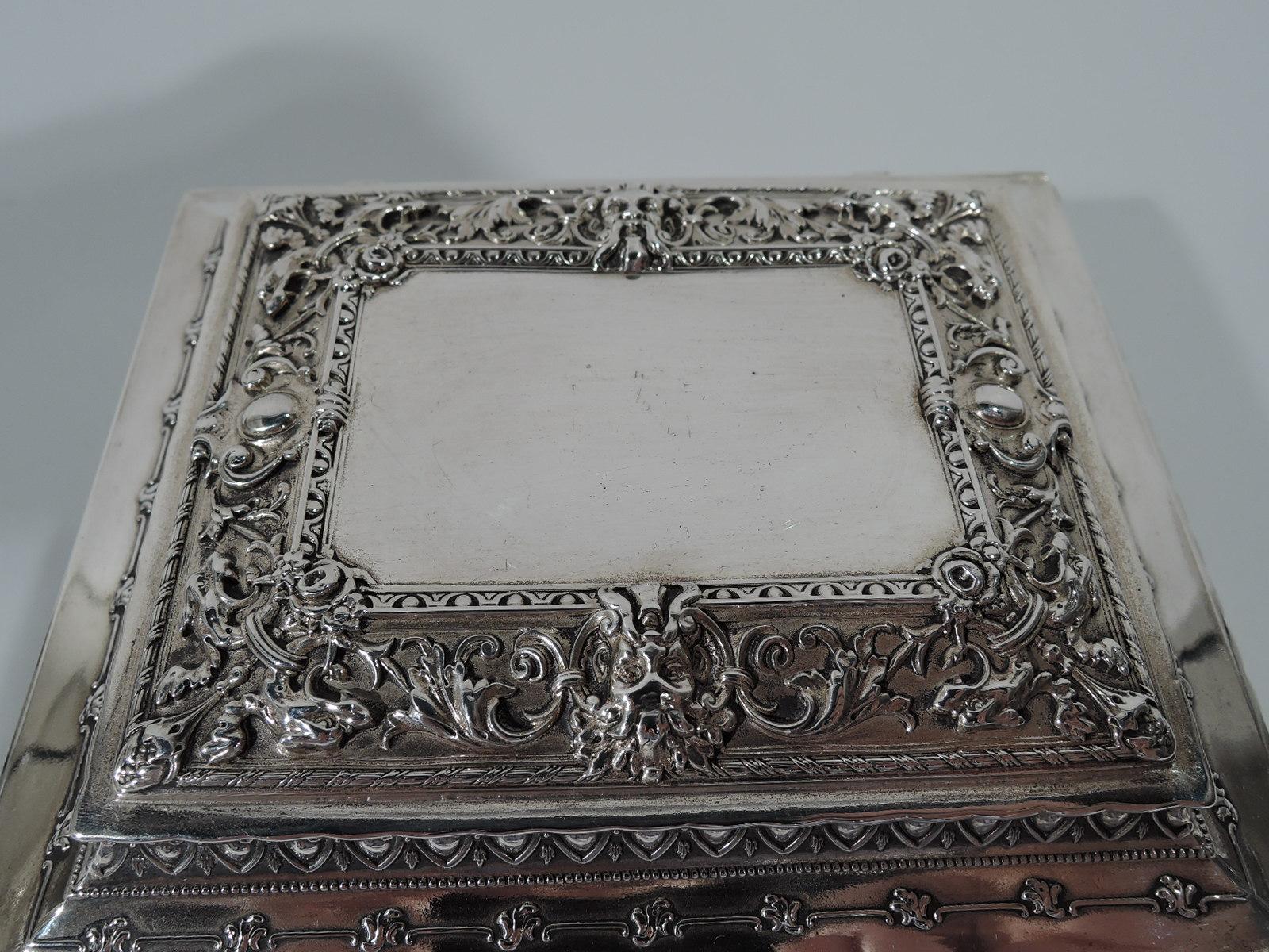 Fancy Antique Kerr Sterling Silver Keepsake Casket Box In Excellent Condition In New York, NY
