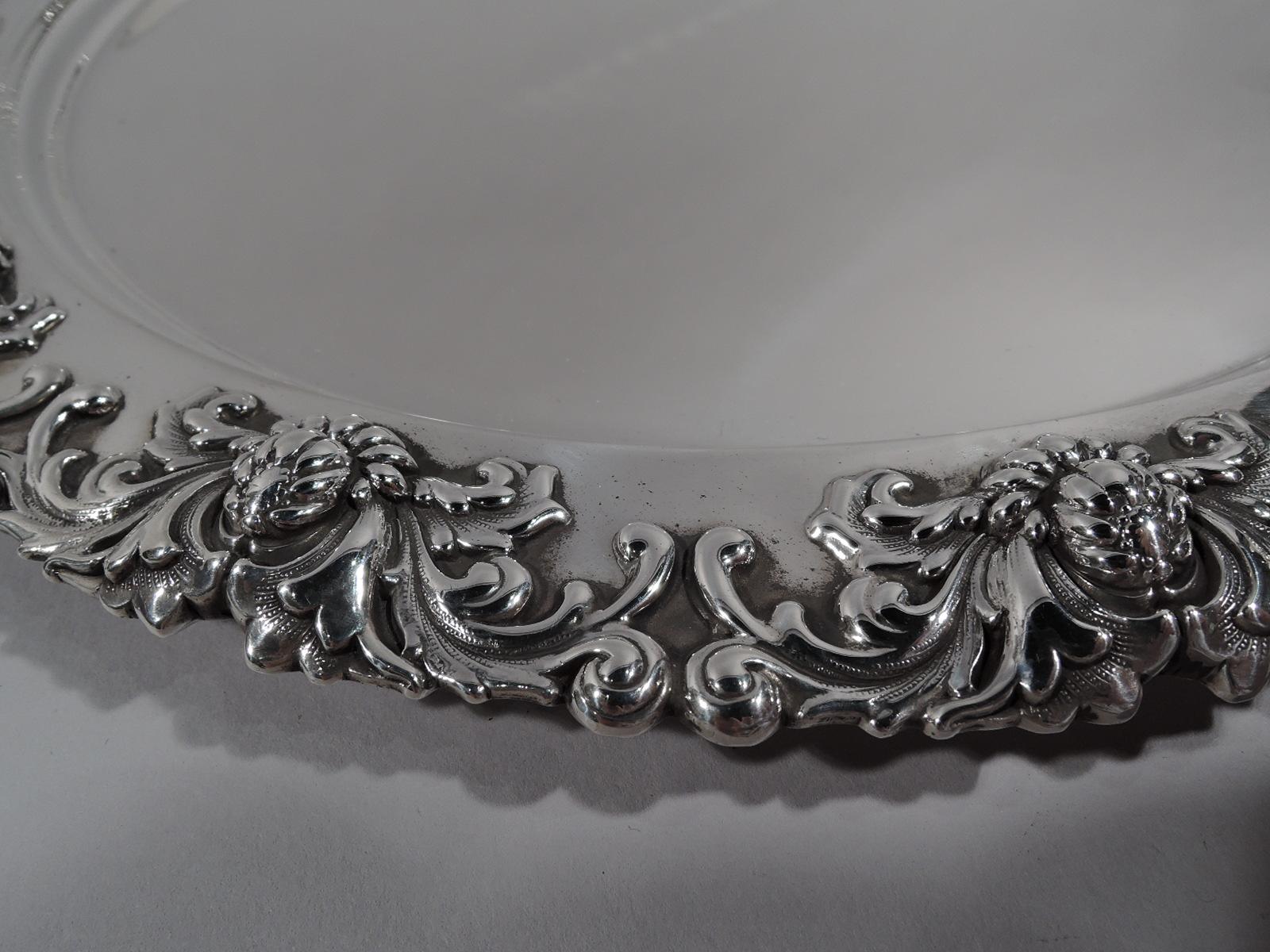 Edwardian Antique Tiffany Sterling Silver Chrysanthemum Bud Tray