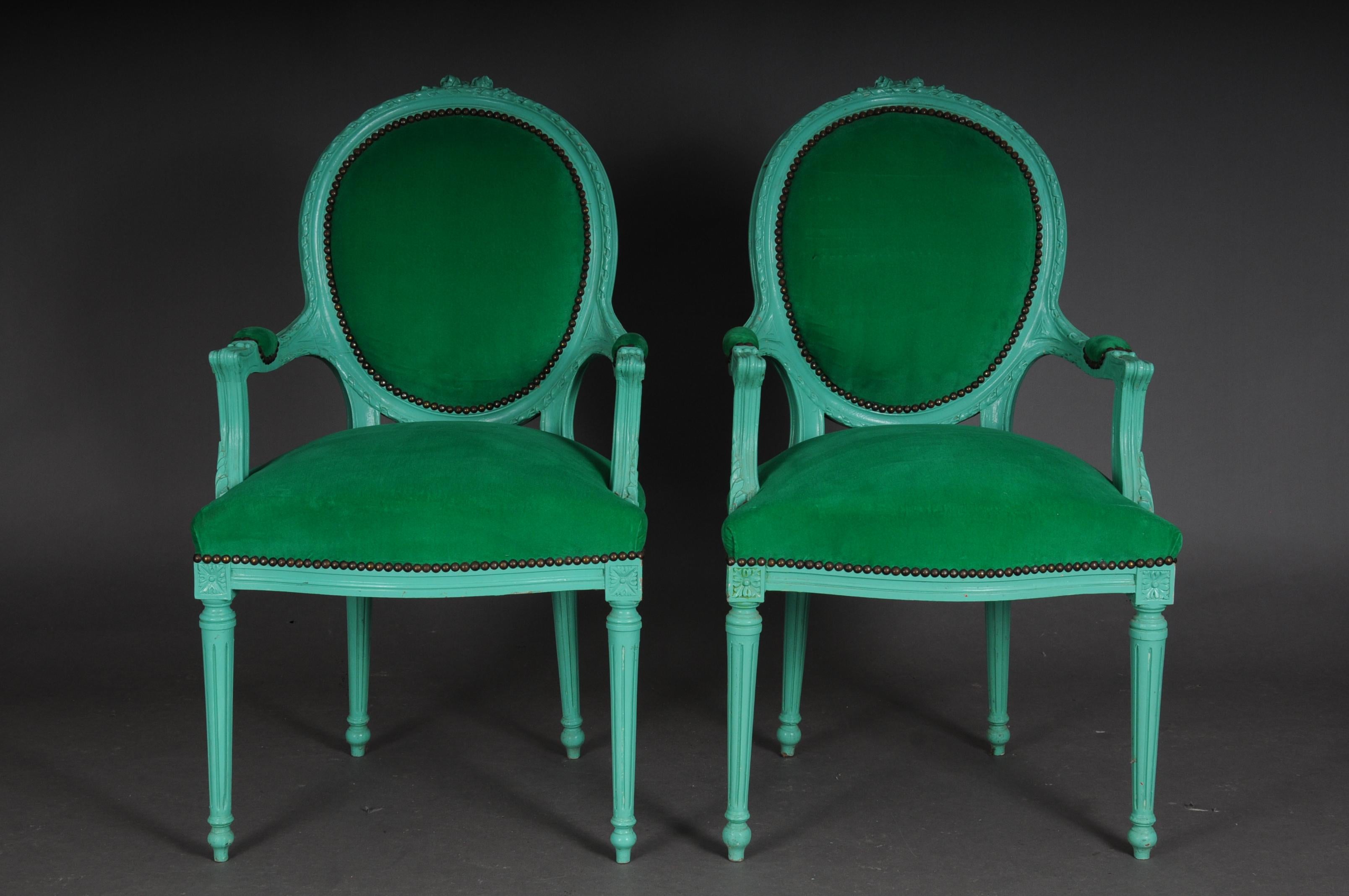 Sillón/silla de fantasía de estilo Luis XVI, verde en venta 5