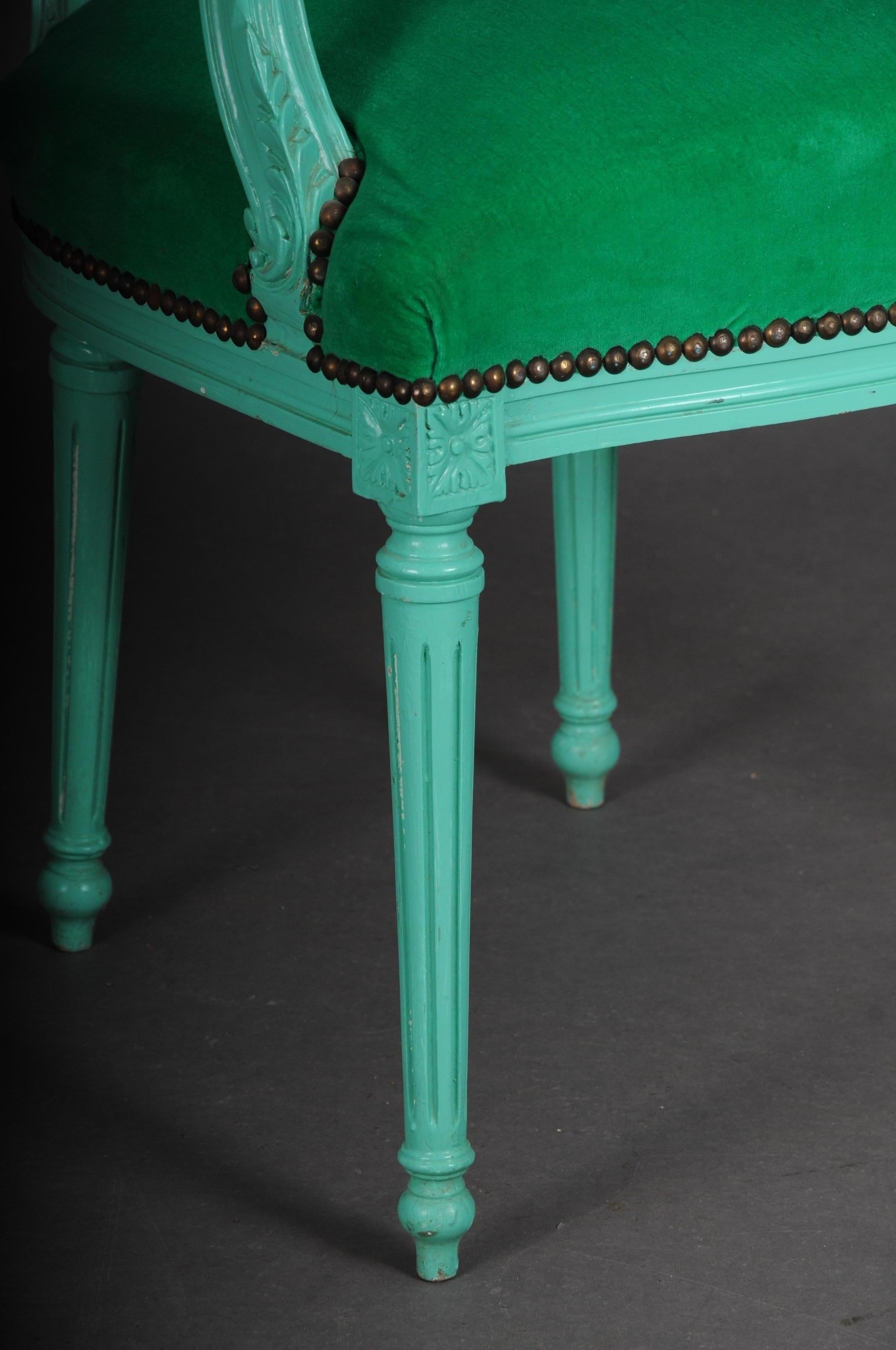 Fancy Armchair/Chair in Louis XVI Style, Green In Good Condition In Berlin, DE