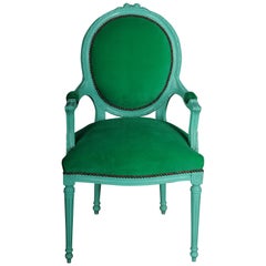 Fancy Armchair/Chair in Louis XVI Style, Green