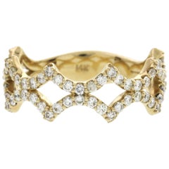 Fancy Art 14 Karat Yellow Gold 0.85 Carat Diamonds Wedding Band Ring