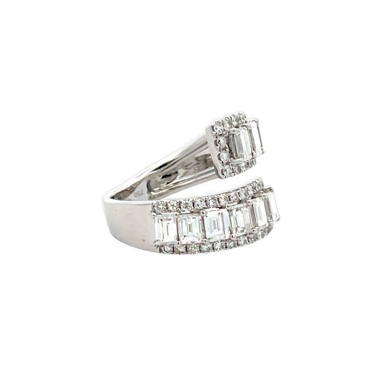 Baguette Cut Fancy Baguette Diamond Ring 3.15 CT in 18K White Gold For Sale