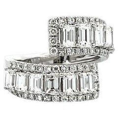 Ausgefallener Baguette-Diamantring 3,15 CT in 18K Weißgold