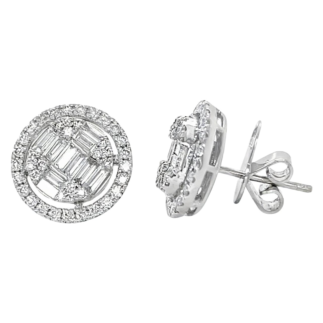 Pendientes de oro de 14 quilates con diamantes baguette de fantasía