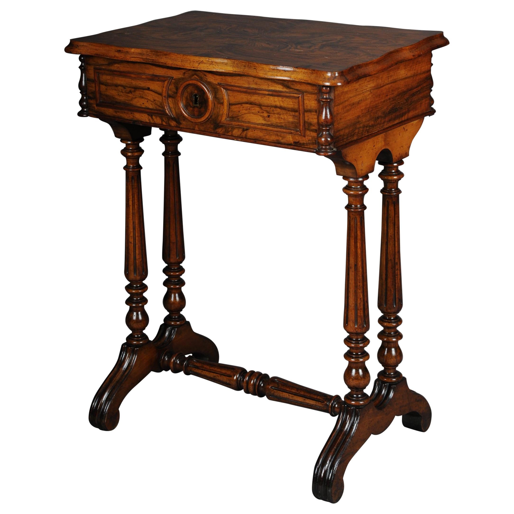 Fancy Biedermeier Sewing Table / Side Table circa 1850 Walnut For Sale