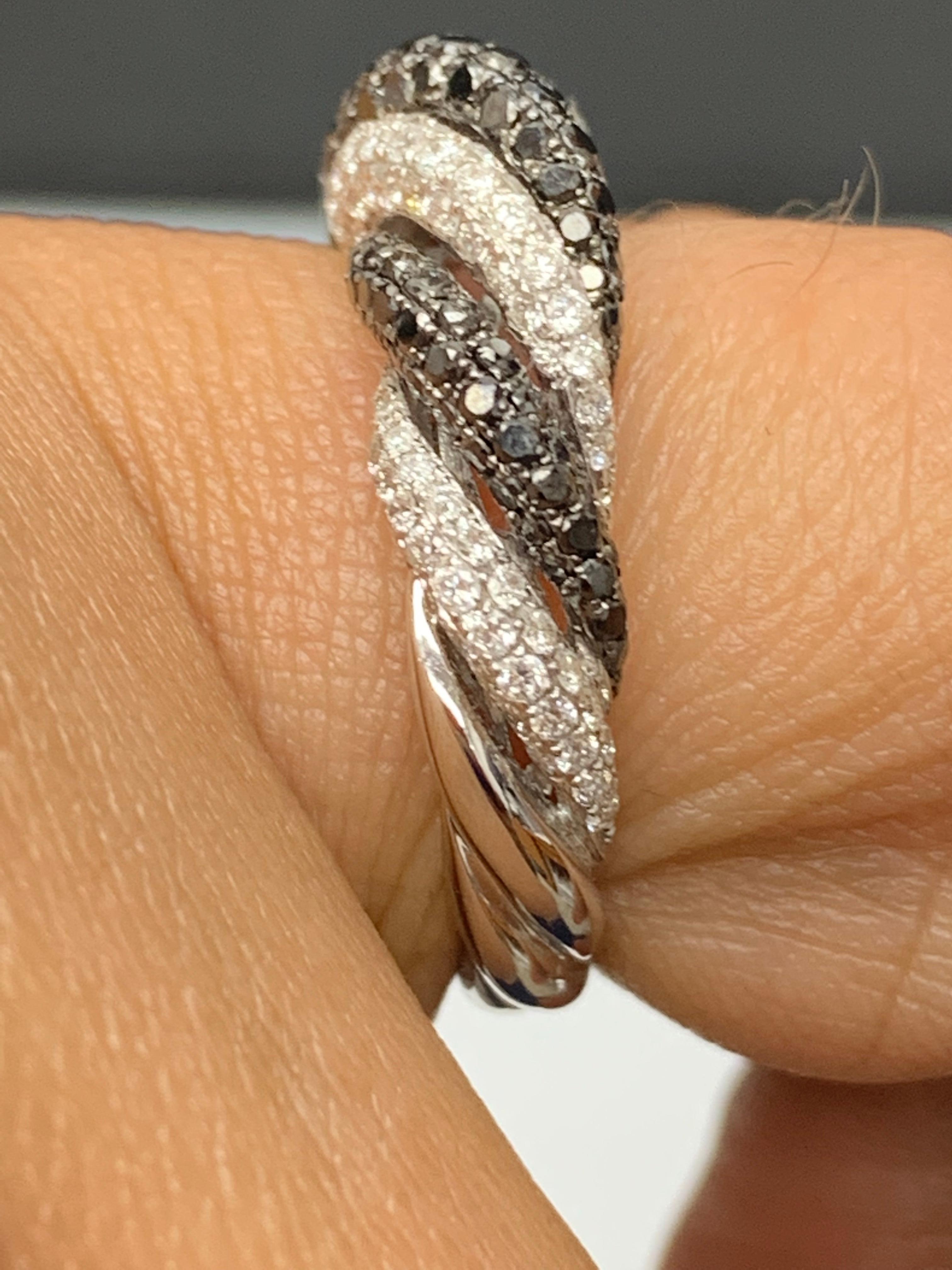 Fancy Black Diamond and White Diamond Fashion Band in 18K White Gold For Sale 4