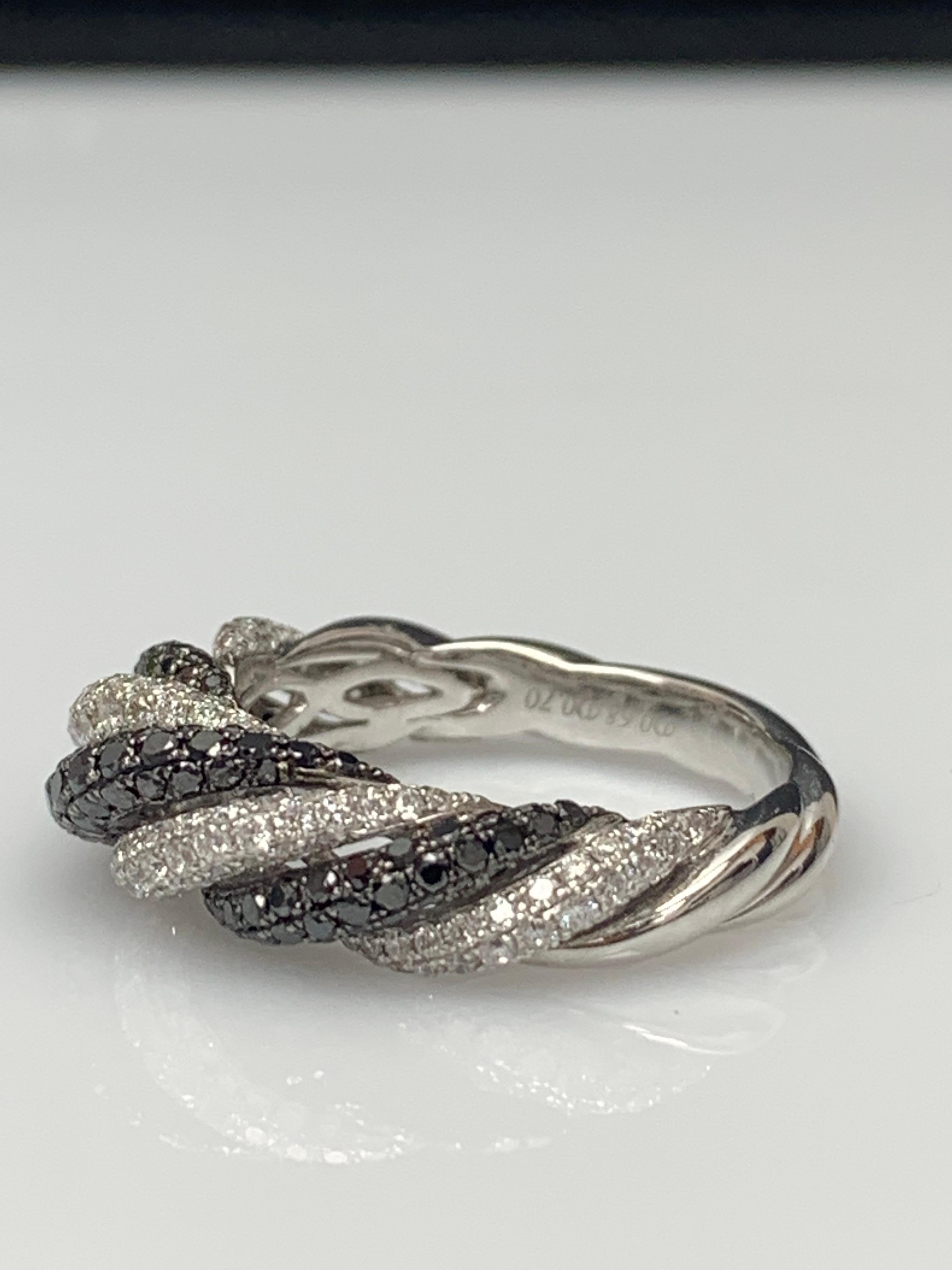 Fancy Black Diamond and White Diamond Fashion Band in 18K White Gold In New Condition For Sale In NEW YORK, NY