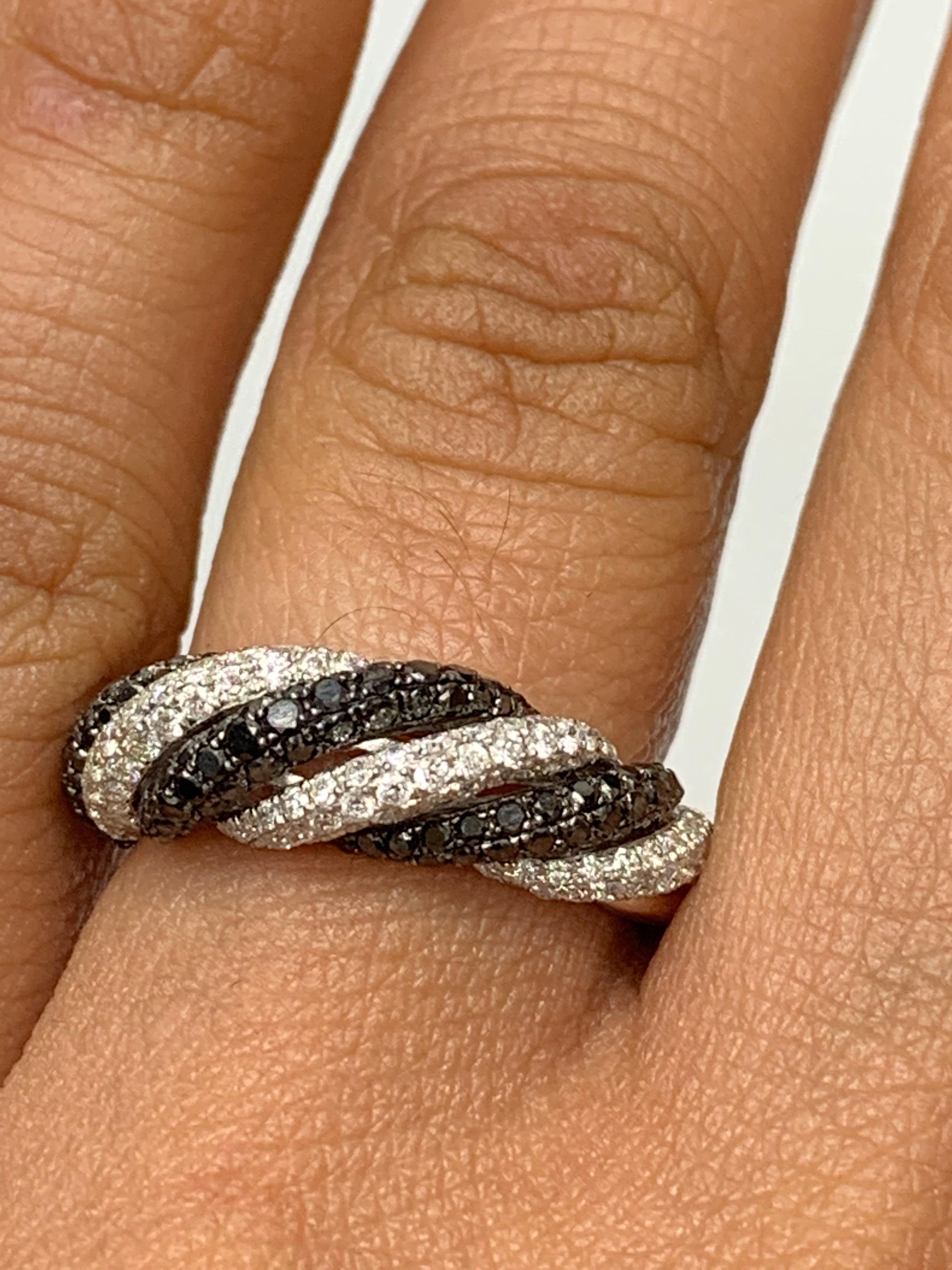 Fancy Black Diamond and White Diamond Fashion Band in 18K White Gold For Sale 2
