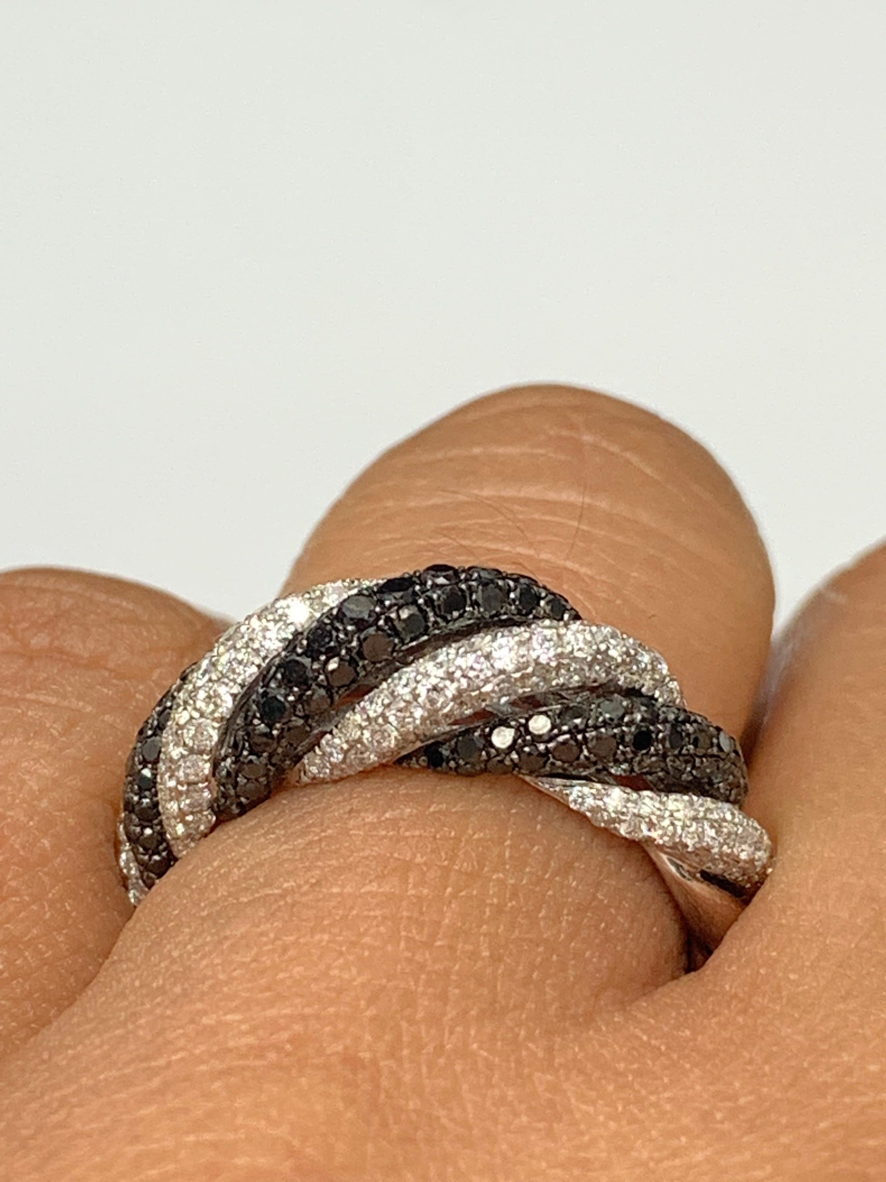Fancy Black Diamond and White Diamond Fashion Band in 18K White Gold For Sale 3