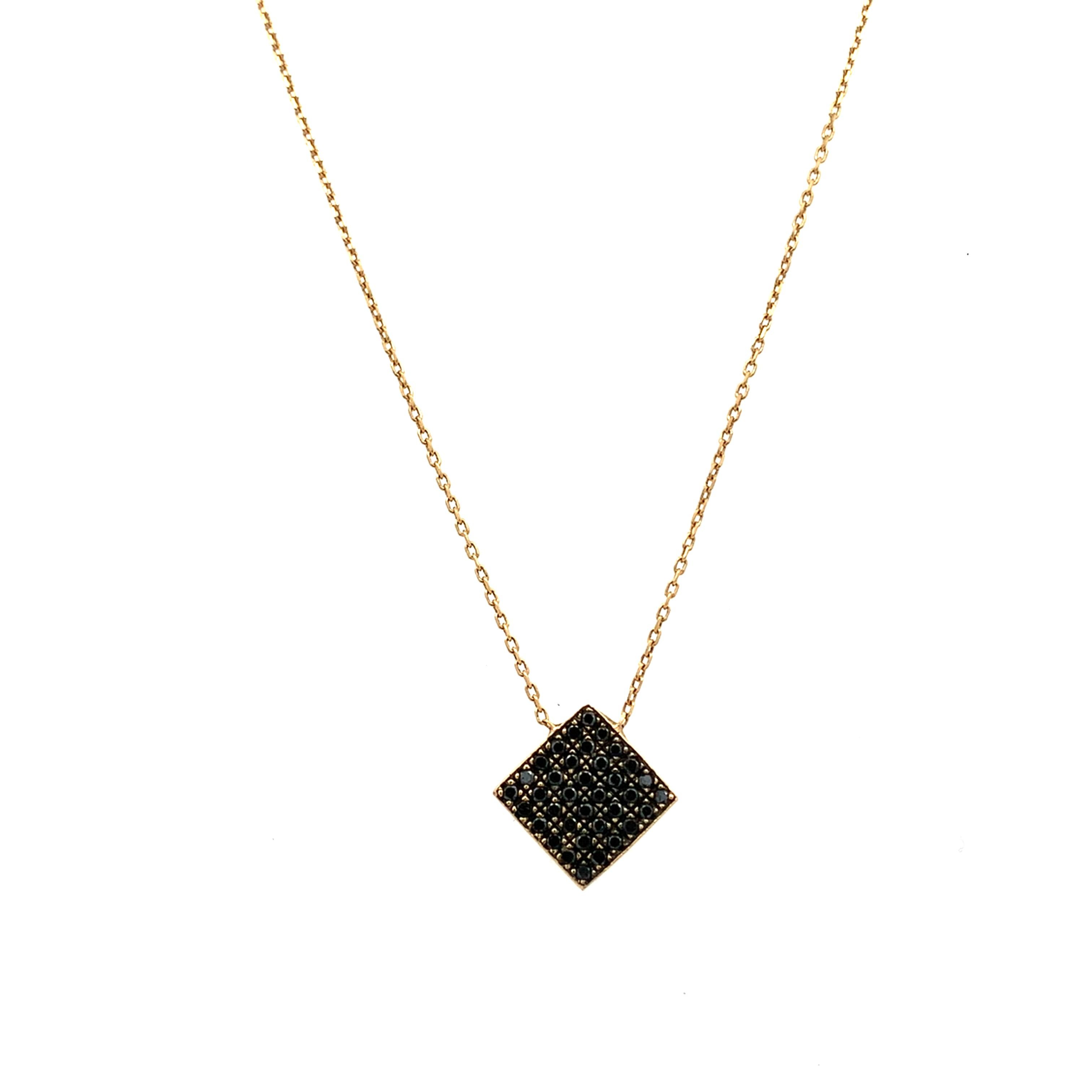 Fancy black diamond pendant necklace 18k yellow gold